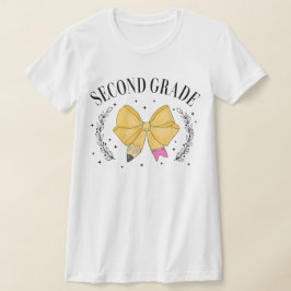 2nd Grade Teacher Pencil Coquette Bow T Shirt