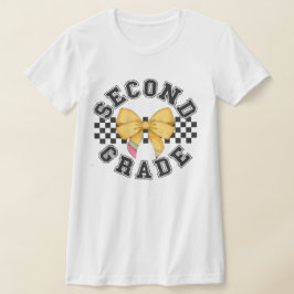 2nd Grade Teacher Pencil Coquette Bow T Shirt