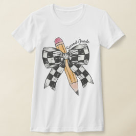 2nd Grade Teacher Pencil Coquette Bow T Shirt