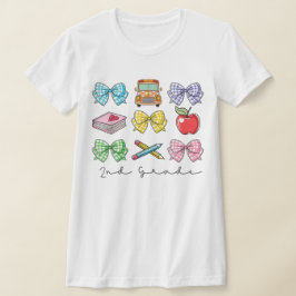 2nd Grade Teacher Pencil Coquette Bow T Shirt