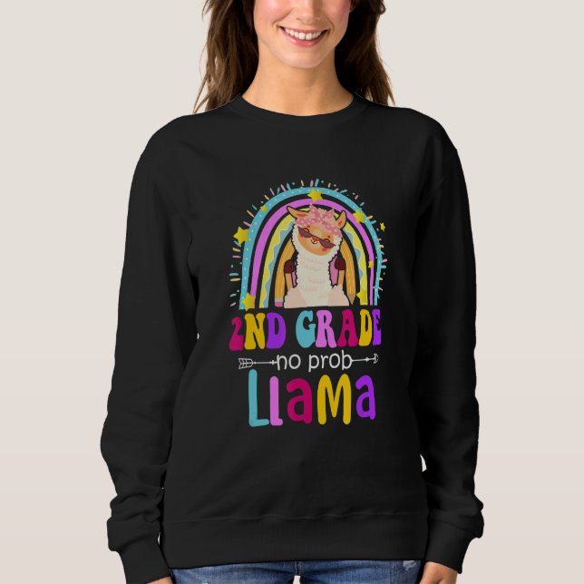 2nd Grade Teacher Rainbow No Prob Llama 100 Days o T Shirt (Framsida)