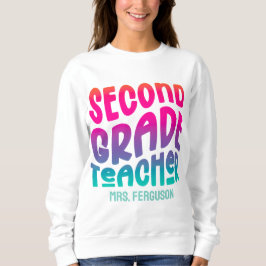 2nd Grade Teacher Rainbow Ombre Typography T Shirt