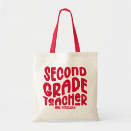2nd Grade Teacher Red Typography Design Tygkasse