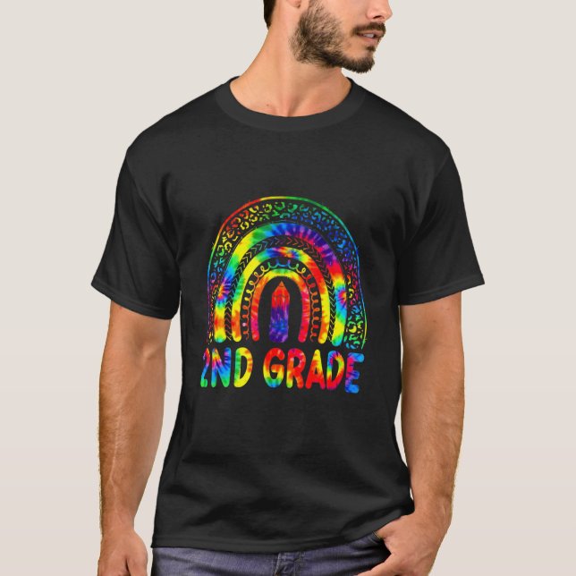 2nd Grade Teacher Tie Dye Rainbow Back To School T Shirt (Framsida)