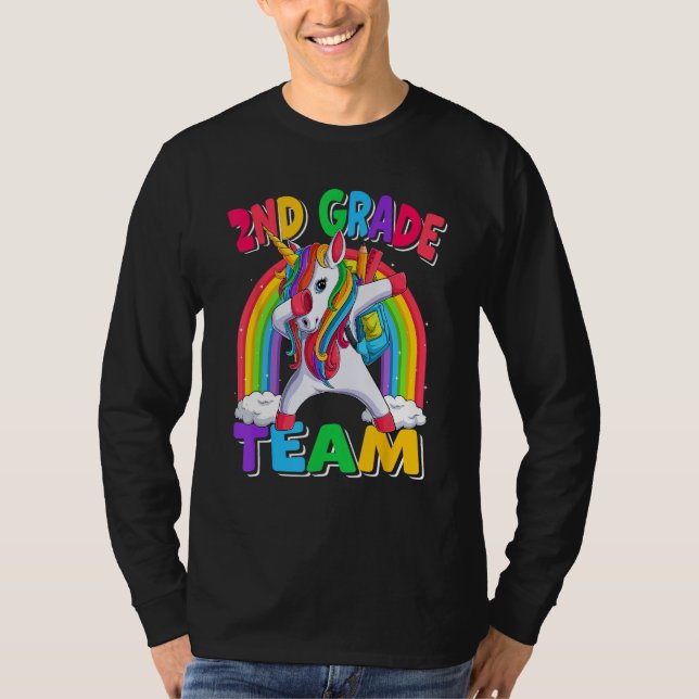2nd Grade Team Dabbing Unicorn Back to School Kids T Shirt (Framsida)
