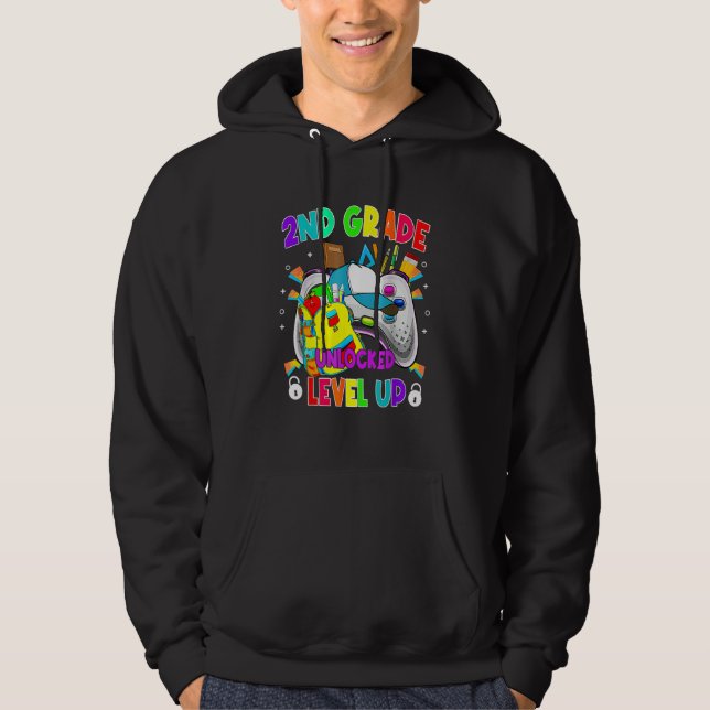 2nd Grade Unlocked Level Up Video Game First Day O Hoodie (Framsida)