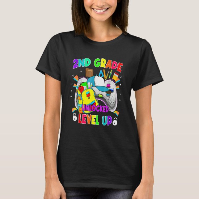 2nd Grade Unlocked Level Up Video Game First Day O T Shirt (Framsida)