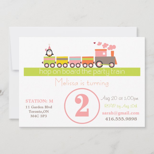 2nd Inbjudan för födelsedagflickatåg (Framsida)