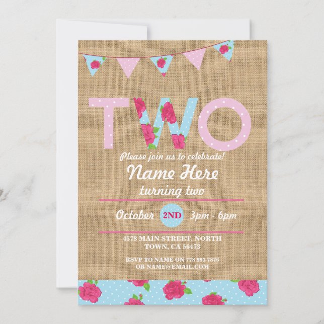 2nd Inbjudan för ro för Burlap 2 för (Framsida)