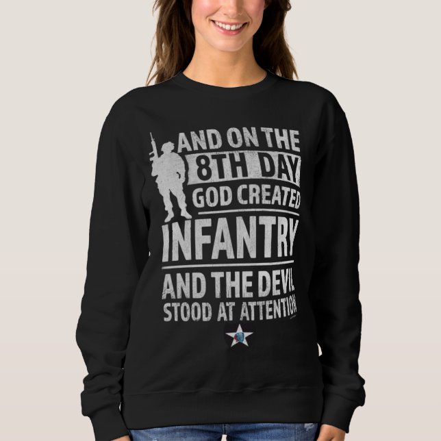 2nd Infantry  God Created Infantry Devil stood Att T Shirt (Framsida)