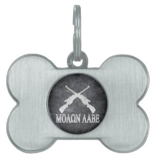 2nd rättelse för Molon Labe korsad gevär Namnbricka Husdjur