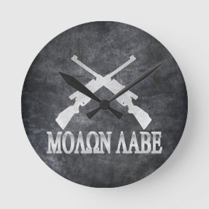 2nd rättelse för Molon Labe korsad gevär Rund Klocka