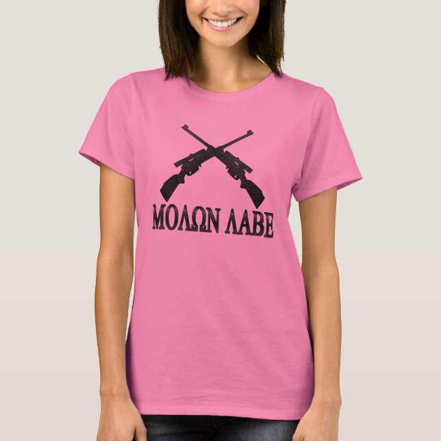2nd rättelse för Molon Labe korsad gevär Tee (Framsida)