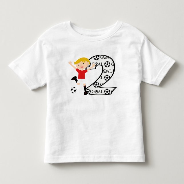 2nd Röd födelsedag och T-tröja för vitfotbollmål Tee Shirt (Framsida)