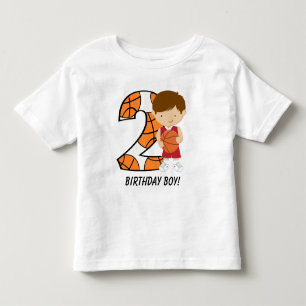 2nd Röd födelsedag och vitbasketspelare T Shirt