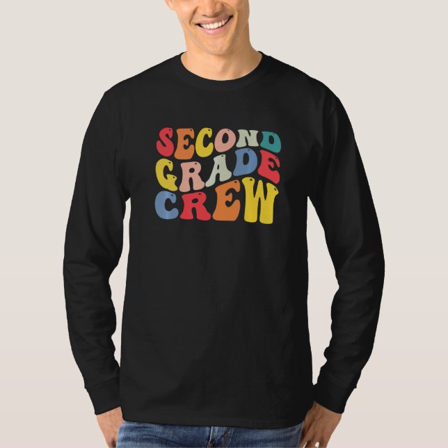 2nd Second Grade Crew Teacher Back To School Retro T Shirt (Framsida)