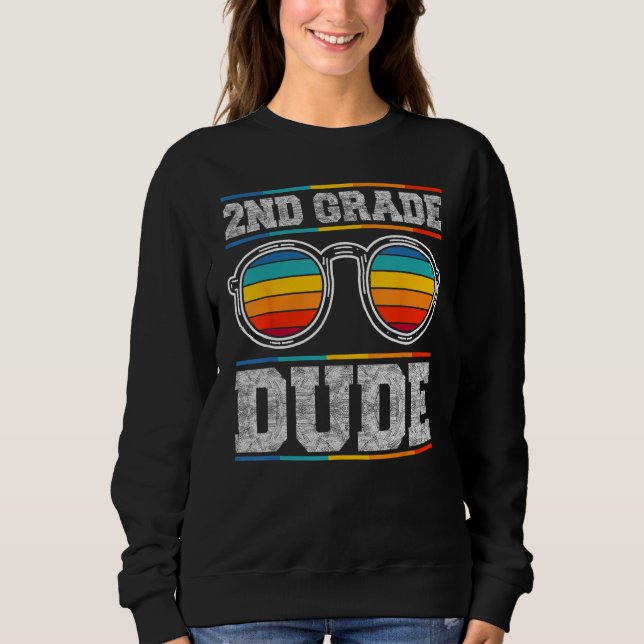 2nd Second Grade Dude Sunglasses Boys Kids Back To T Shirt (Framsida)