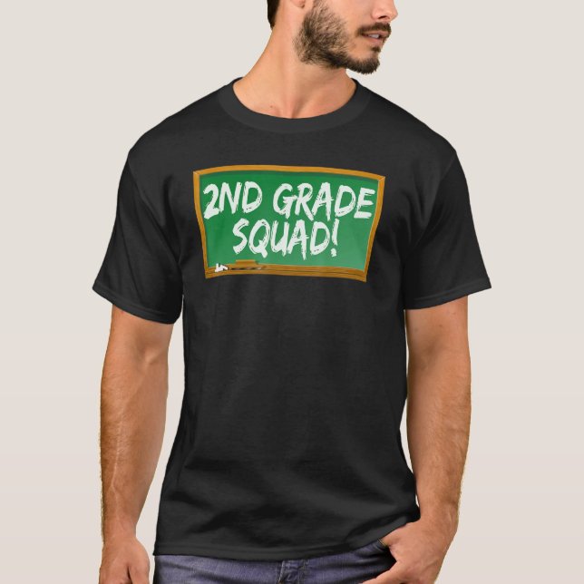 2nd Second Grade Squad Chalk Board T Shirt (Framsida)