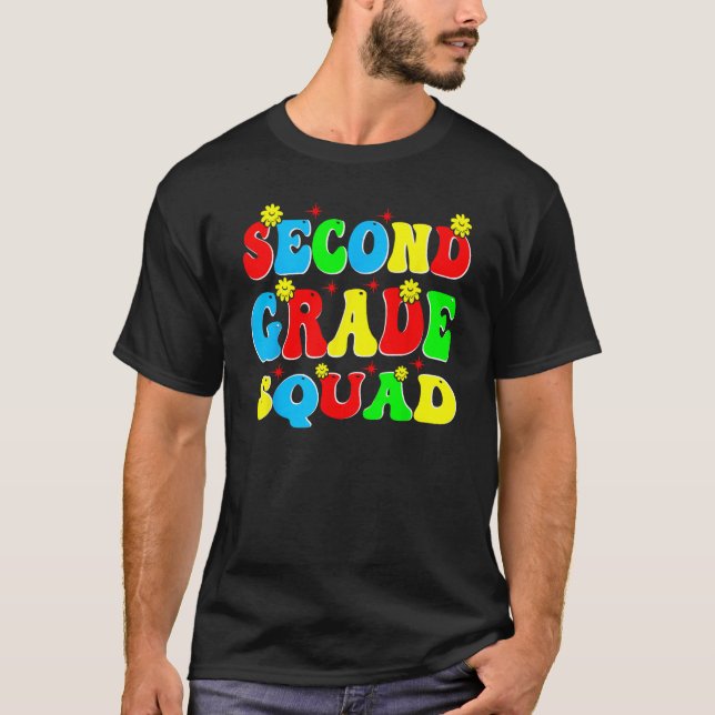 2nd Second Grade Squad Retro Groovy Teacher Back T T Shirt (Framsida)