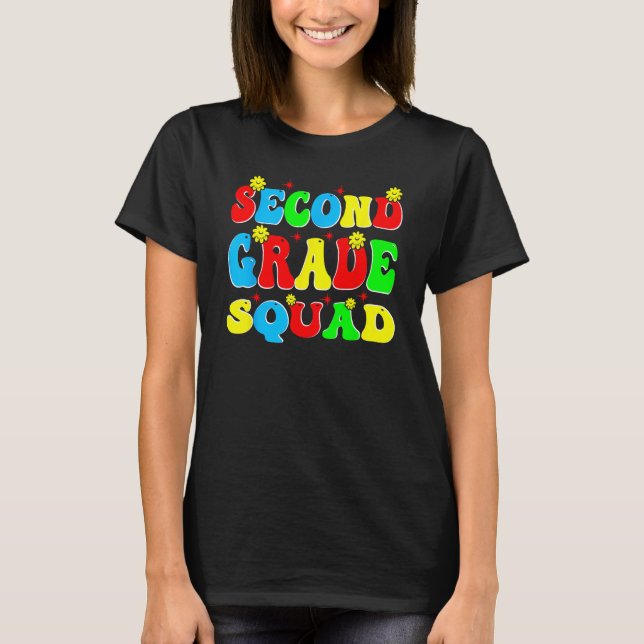 2nd Second Grade Squad Retro Groovy Teacher Back T T Shirt (Framsida)