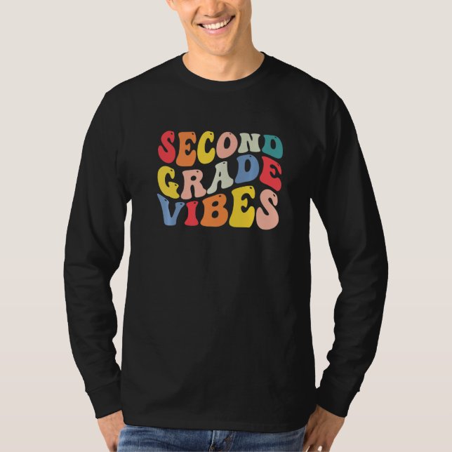 2nd Second Grade Vibes Teacher Back To School Retr T Shirt (Framsida)