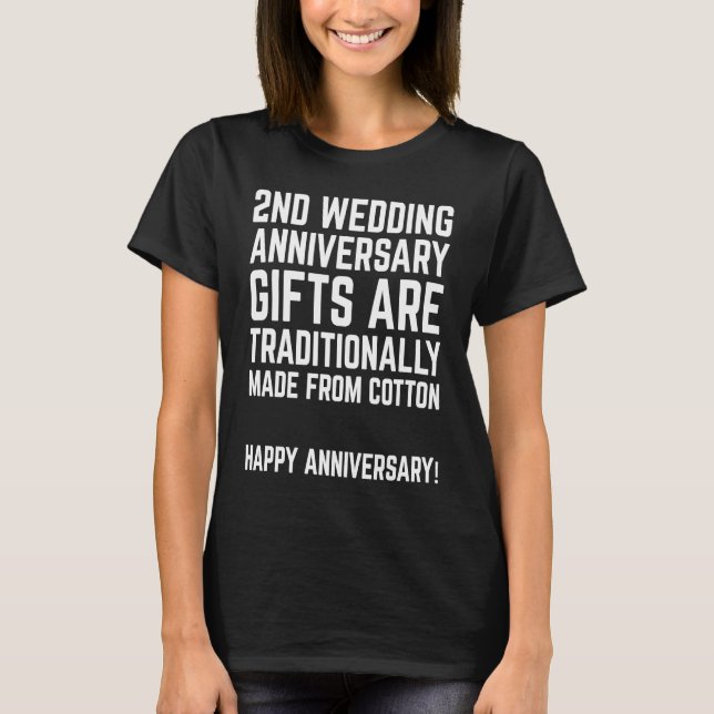 2nd Wedding Anniversary Cotton Wedding Aniversary T Shirt (Framsida)