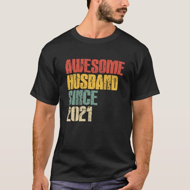 2nd Wedding Anniversary for Him Awesome Husband Si T Shirt (Framsida)