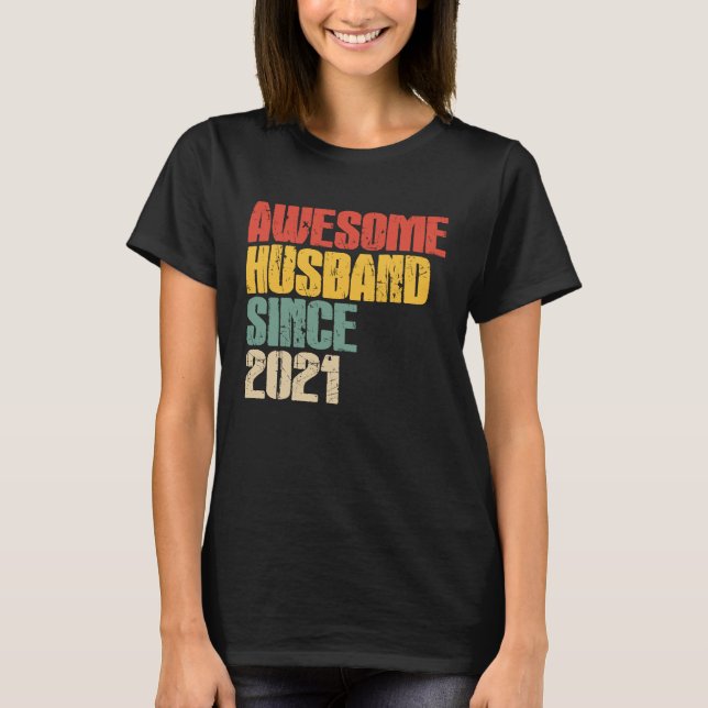 2nd Wedding Anniversary for Him Awesome Husband Si T Shirt (Framsida)