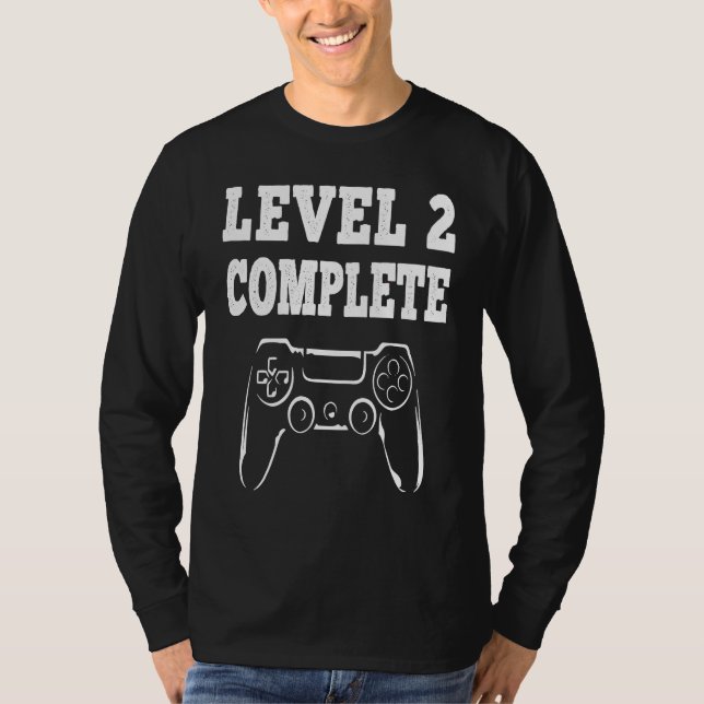 2nd Wedding Anniversary For Men Women Gamer Level  T Shirt (Framsida)