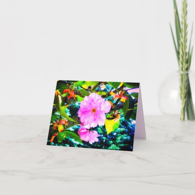 2ROSA BLOMMAR KORT FÖR GREETING (Framsida)