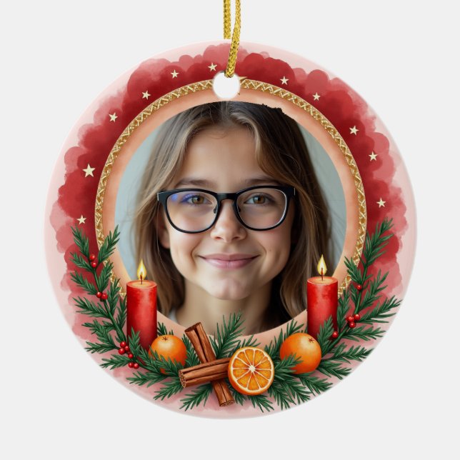 2sided Memorial Christmas Candlelight Wishes Julgransprydnad Keramik (Framsidan)