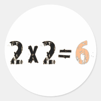 2x2=6 runt klistermärke