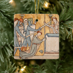 2x An Tidigt Martyrdom of St Thomas Becket in Art Julgransprydnad Keramik