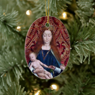 2x entroget madonna och barn (detaljer; M 070) Julgransprydnad Keramik