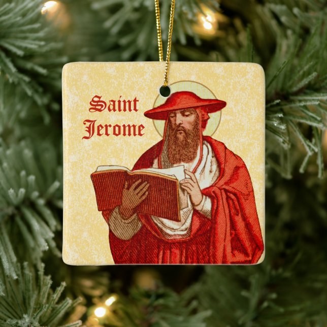 2x St. Jerome som kardinal med Bok (P 004) Julgransprydnad Keramik (Träd)