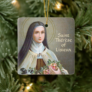 2xSt. Therese of Lisieux (BJE 01) Square Julgransprydnad Keramik