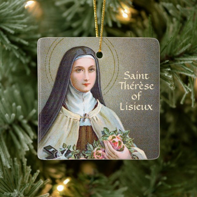 2xSt. Therese of Lisieux (BJE 01) Square Julgransprydnad Keramik (Träd)