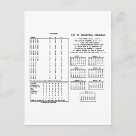 300 års Perpetual Calendar (Dag i veckan) Vykort