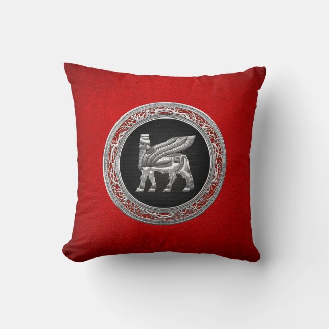 [300] Babylonian bevingad tjur [silver] [3D] Kudde (Framsida)