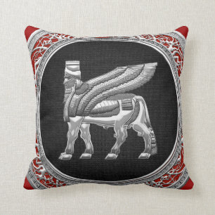 [300] Babylonian bevingad tjur [silver] [3D] Kudde