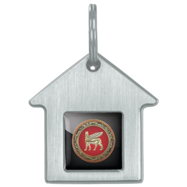 [300] Babyloniska Winged Bull Lamassu [3D] Namnbricka Husdjur (Framsidan)