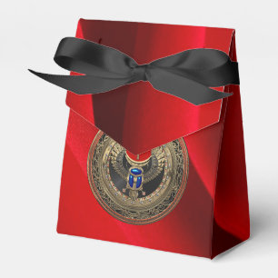[300] Egyptiska Winged Scarab i Helig Guld med Ank Presentaskar