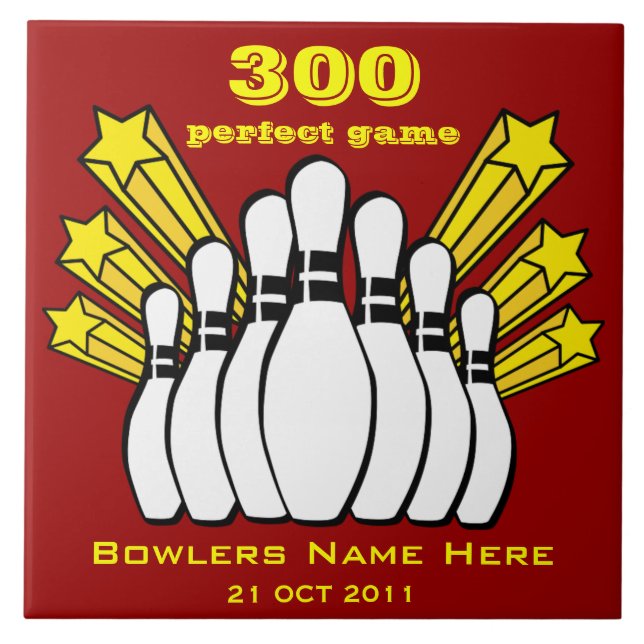 300 Game Bowling Award Decorative Tile Kakelplatta (Framsidan)
