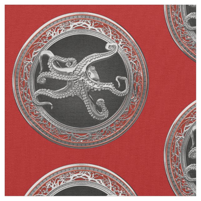 [300] Helig Silver Octopus i defensiv post Tyg (Närbild)