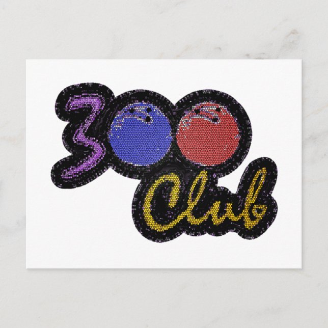 300 KLUBBARS PERFEKT I BOWLING VYKORT (Framsida)