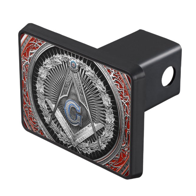 [300] Ledar- Mason - silver kvadrerar & passare Dragkroksskydd (Topp Höger)