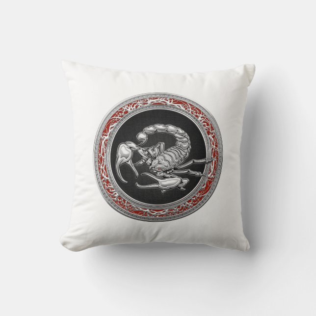 [300] Skorpion on Black i Silver Kudde (Framsida)