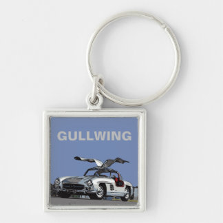 300 SL - GULLWING FYRKANTIG SILVERFÄRGAD NYCKELRING