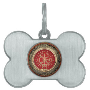 [300] Vegvisir - Viking Guld Magic Runic Compass ID-bricka Husdjur