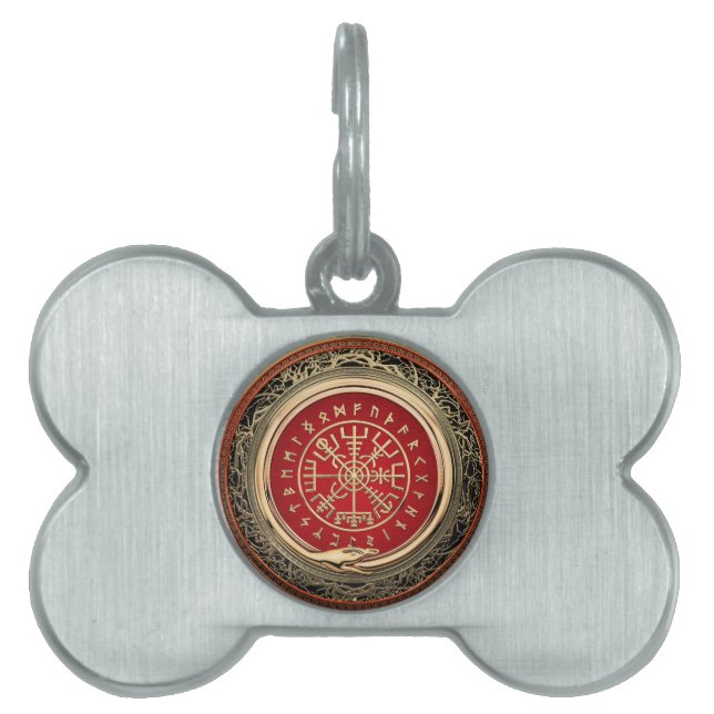 [300] Vegvisir - Viking Guld Magic Runic Compass ID-bricka Husdjur (Framsidan)